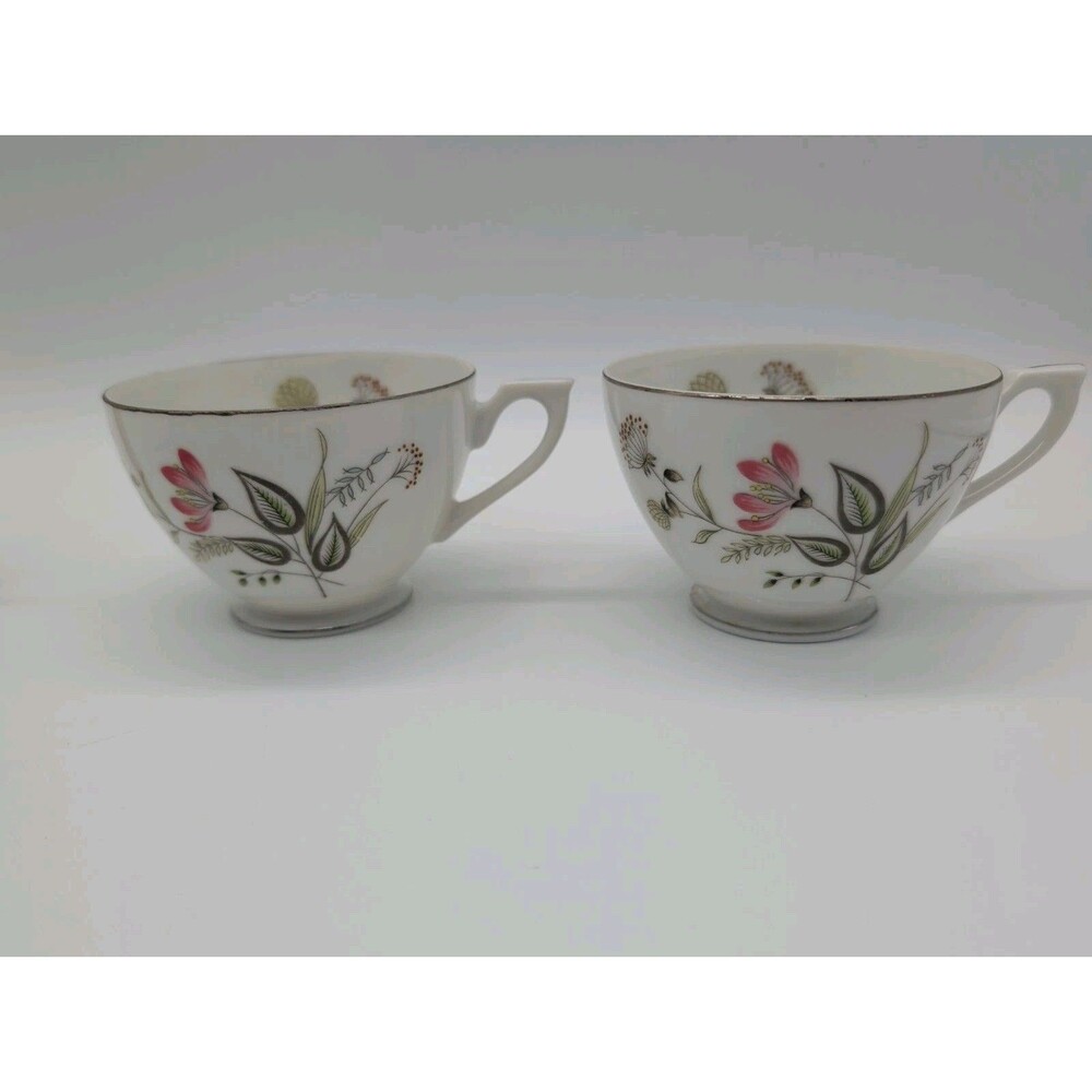 2 Lefton Wildflowers Replacement Tea Cups Vtg Botanical Bone China